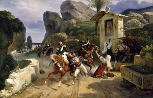 Italian Brigands Surprised by Papal Troops [1831] by Horace Vernet [1789–1863]